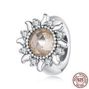 S925 Sterling Silver SUNFLOWER Silicone Positioning Bracelet Spacer Beads