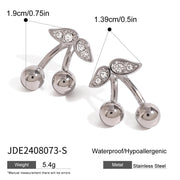 Stainless Steel Cherry Necklace Cute Earrings Ornament Women
