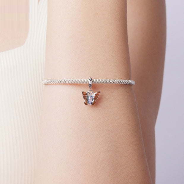 S925 Sterling Silver Butterfly Pendant Charm Smart Insect Diy Bead Accessories
