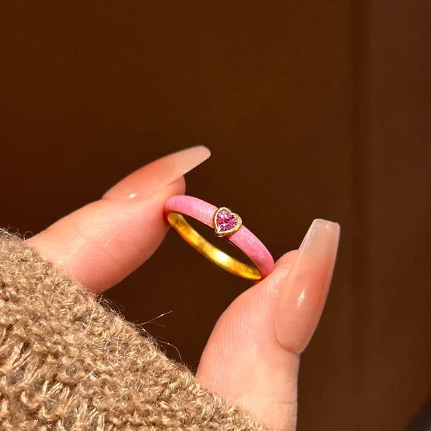 Dopamine Color Zircon Enamel Ring