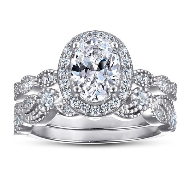 Oval Zircon Silver Ring Female Niche High Sense