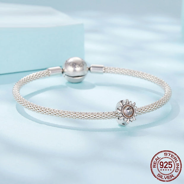 S925 Sterling Silver SUNFLOWER Silicone Positioning Bracelet Spacer Beads