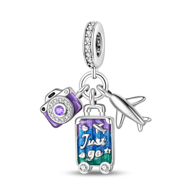 Travel Around The World Leisure Style Silver Plated Bead Pendant