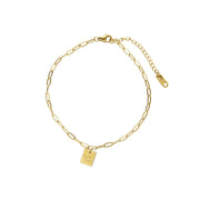 Square Plate Goodluck Letter Anklet For Women