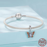S925 Sterling Silver Butterfly Pendant Charm Smart Insect Diy Bead Accessories