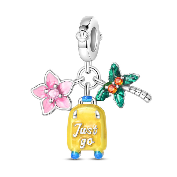 Travel Around The World Leisure Style Silver Plated Bead Pendant