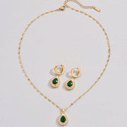 Retro Hong Kong Style Jade White Suit Necklace Earrings All-match Jewelry