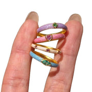 Dopamine Color Zircon Enamel Ring