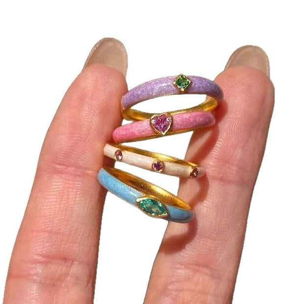 Dopamine Color Zircon Enamel Ring