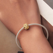 S925 Sterling Silver Plated 14k Golden Leaf Bead Accessories Romantic