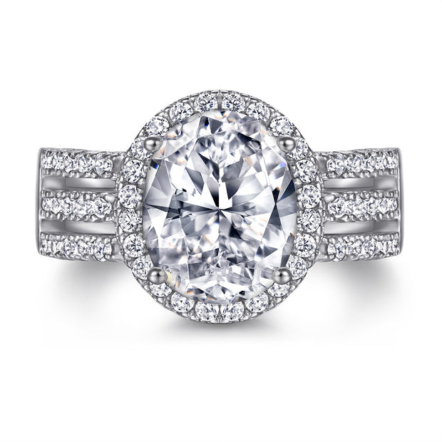 Oval Zircon Silver Ring Female Niche High Sense
