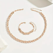 Women's Personality Affordable Luxury Willow Leaf Diamond Bracelet Necklace