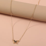 Women's Fashion Simple Double-layer Metal Butterfly Pendant Necklace