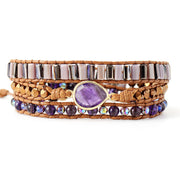 Natural Stone Amethyst Handmade Bracelet European And American Vintage Weave Bracelet Ornament