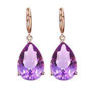 Quality Ear Hook Purple Gemstone Diamond Ring Rose Gold Collarbone Necklace Set