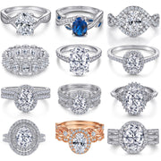 Oval Zircon Silver Ring Female Niche High Sense