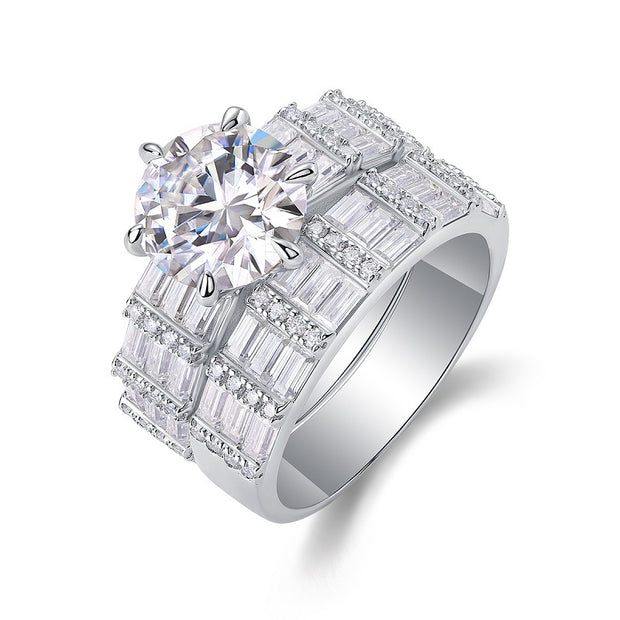 Vanilla - A Fashionable And Luxurious Jewelry Piece Set With 3-carat Moissanite S925 Sterling Silver And Platinum-plated Diamond