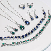 Light Luxury Zircon Necklace Earrings Open Ring Jewelry Suit