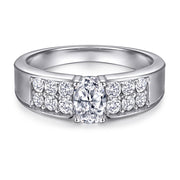 Oval Zircon Silver Ring Female Niche High Sense