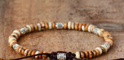 Men's Natural Gray Agate Drawing Stone Turquoise Punk Bracelet