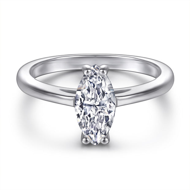 Oval Zircon Silver Ring Female Niche High Sense