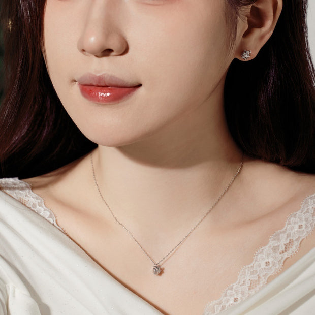 S925 Sterling Silver Necklace And Earring Suit Women