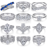 Oval Zircon Silver Ring Female Niche High Sense