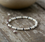 Men's Natural Gray Agate Drawing Stone Turquoise Punk Bracelet