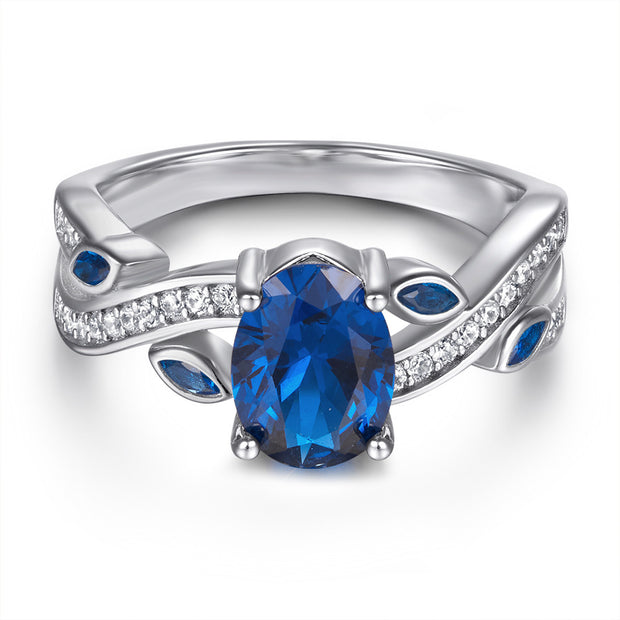 Oval Zircon Silver Ring Female Niche High Sense