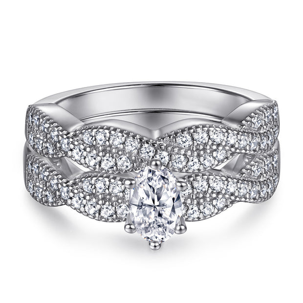 Oval Zircon Silver Ring Female Niche High Sense