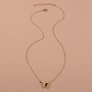 Women's Fashion Simple Double-layer Metal Butterfly Pendant Necklace