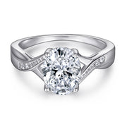 Oval Zircon Silver Ring Female Niche High Sense