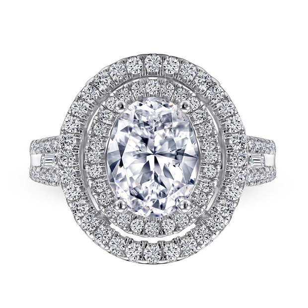 Oval Zircon Silver Ring Female Niche High Sense