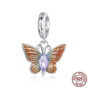 S925 Sterling Silver Butterfly Pendant Charm Smart Insect Diy Bead Accessories