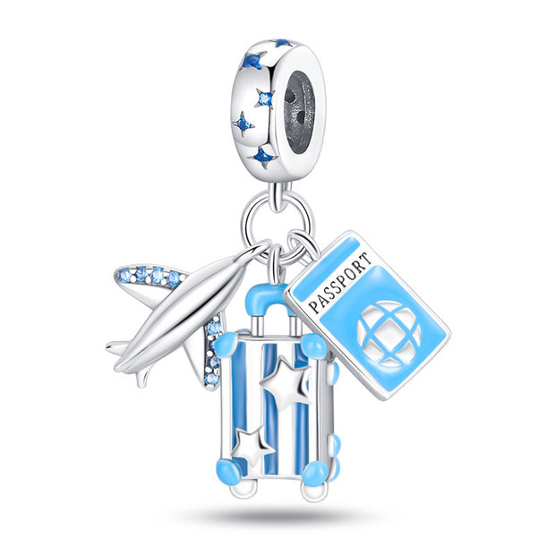 Travel Around The World Leisure Style Silver Plated Bead Pendant