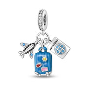Travel Around The World Leisure Style Silver Plated Bead Pendant