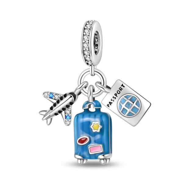 Travel Around The World Leisure Style Silver Plated Bead Pendant