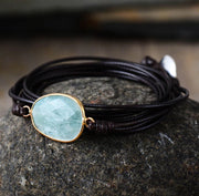Drawstring Pouch Natural Glitter Stone Labradorite Boho Friendship Handmade Ethnic Bracelet
