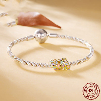 S925 Sterling Silver Beads Autumn Fallen Leaves Diy Bracelet Beads Accessories