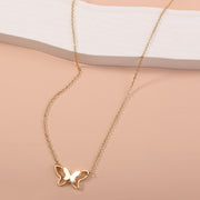Women's Fashion Simple Double-layer Metal Butterfly Pendant Necklace
