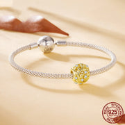 S925 Sterling Silver Plated 14k Golden Leaf Bead Accessories Romantic