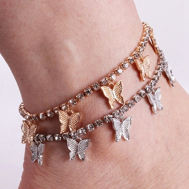 Simple Temperament Small Butterfly Tassel Anklet