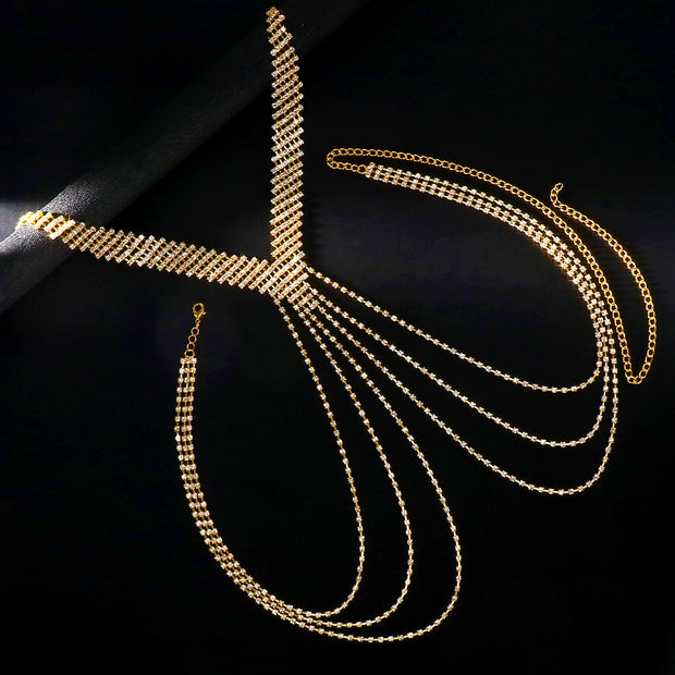Men's Multi-layer Tassel Rhinestone Body Chains
