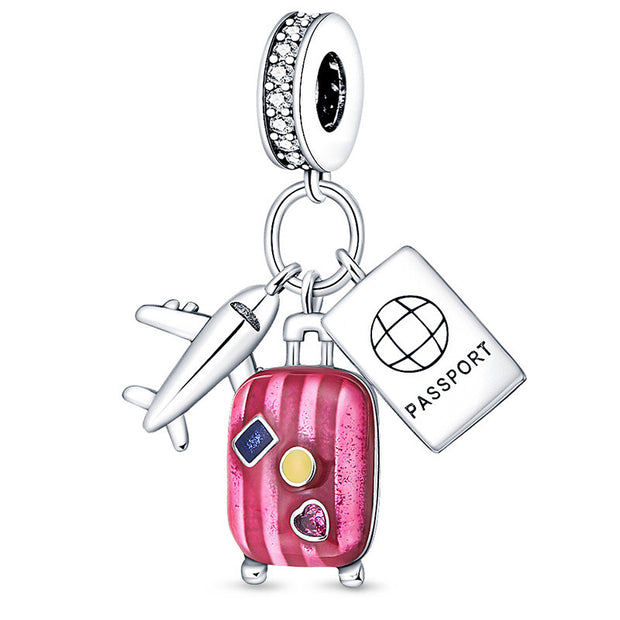 Travel Around The World Leisure Style Silver Plated Bead Pendant