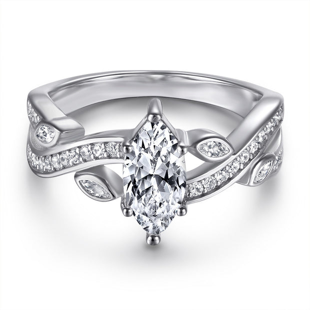 Oval Zircon Silver Ring Female Niche High Sense