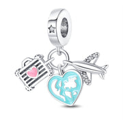 Travel Around The World Leisure Style Silver Plated Bead Pendant