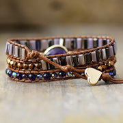 Natural Stone Amethyst Handmade Bracelet European And American Vintage Weave Bracelet Ornament