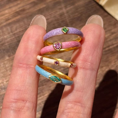 Dopamine Color Zircon Enamel Ring