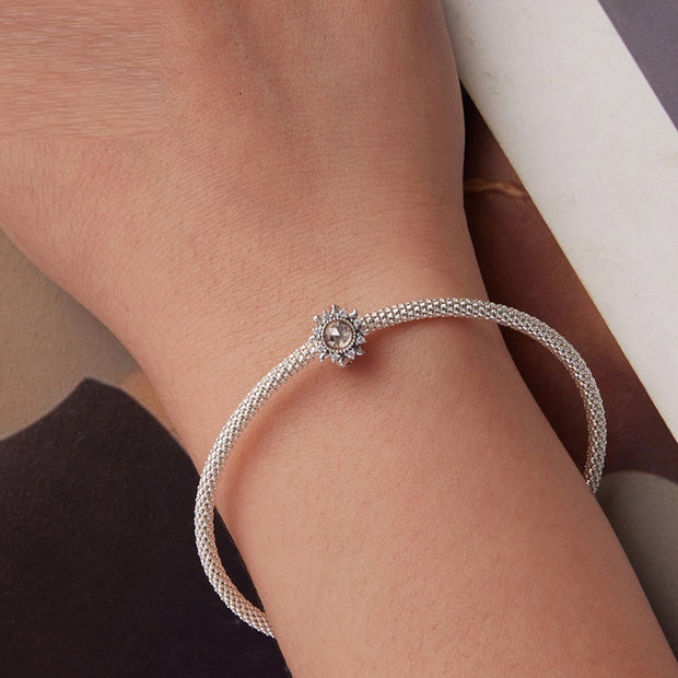 S925 Sterling Silver SUNFLOWER Silicone Positioning Bracelet Spacer Beads