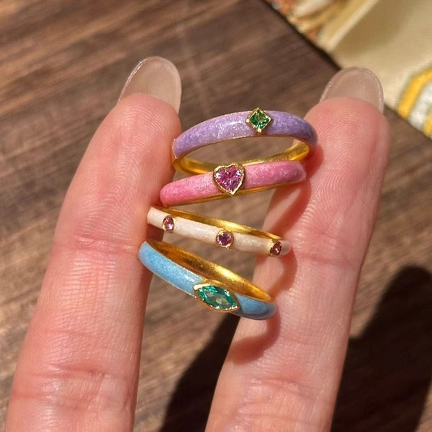 Dopamine Color Zircon Enamel Ring